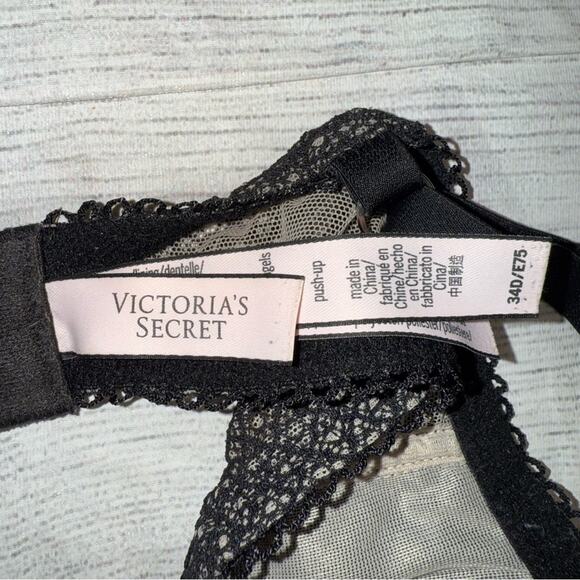 Victoria's Secret Dream Angels Push Up Bra  Black Lace / Taupe  Size 34D - Picture 4 of 6